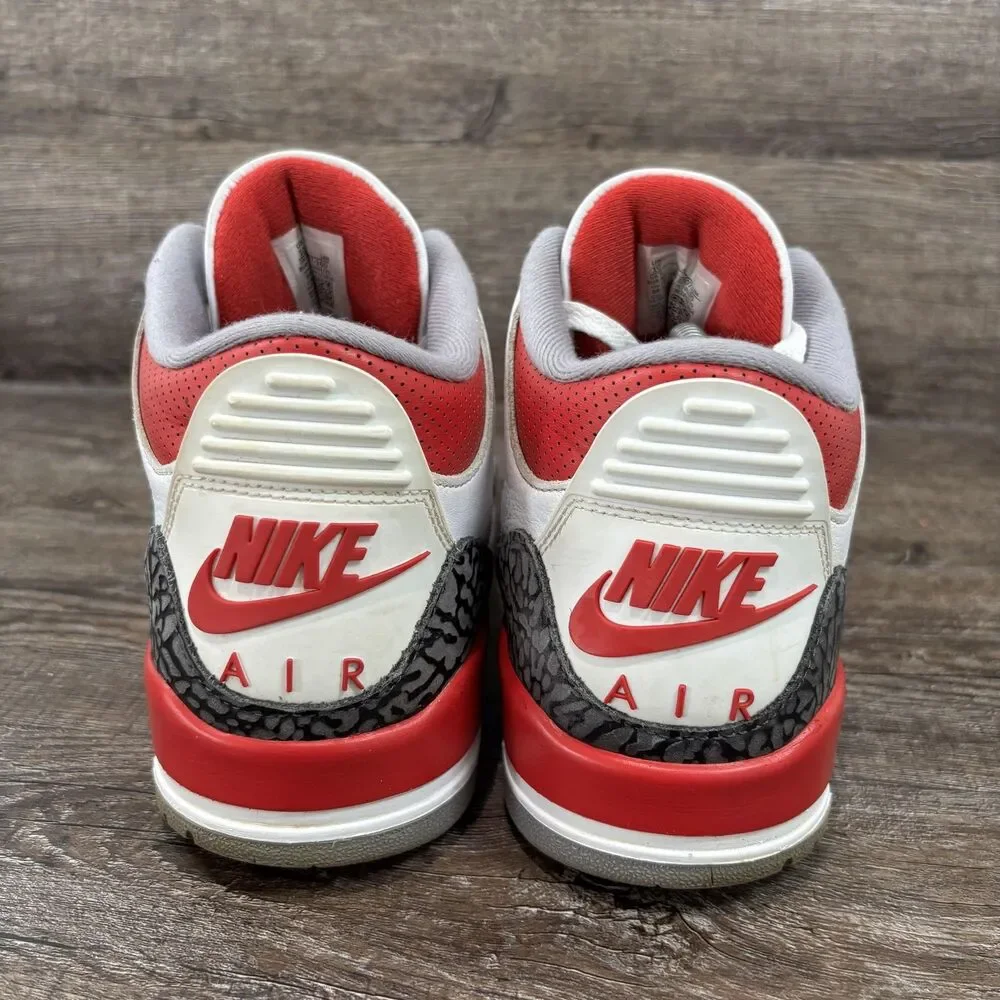 Air Jordan 3 Retro Shoes Men's 10 Fire Red White Cement Nike DN3707-160